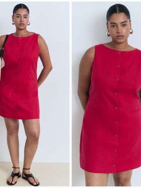 MANGO Linen Blend Dress